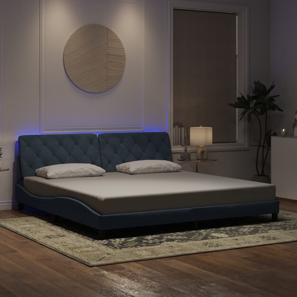 vidaXL Πλαίσιο κρεβατιού με LED χωρίς στρώμα Σκούρο Γκρι 200x200 εκ. Βελούδινο