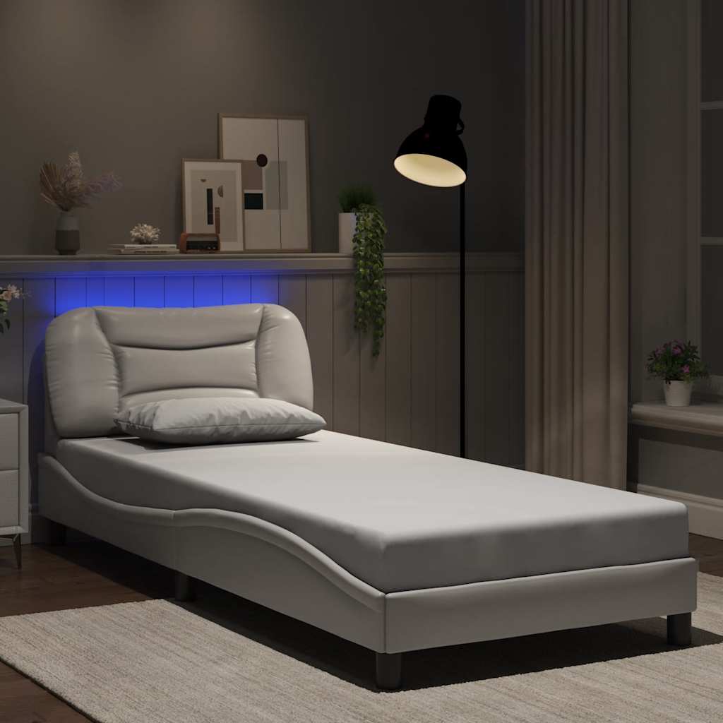 vidaXL Πλαίσιο κρεβατιού με LED χωρίς στρώμα Hvar Λευκό 80x200 εκ.