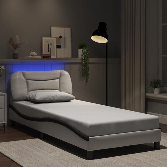 vidaXL Πλαίσιο κρεβατιού με LED χωρίς στρώμα Hvar Λευκό/Μαύρο 80x200εκ
