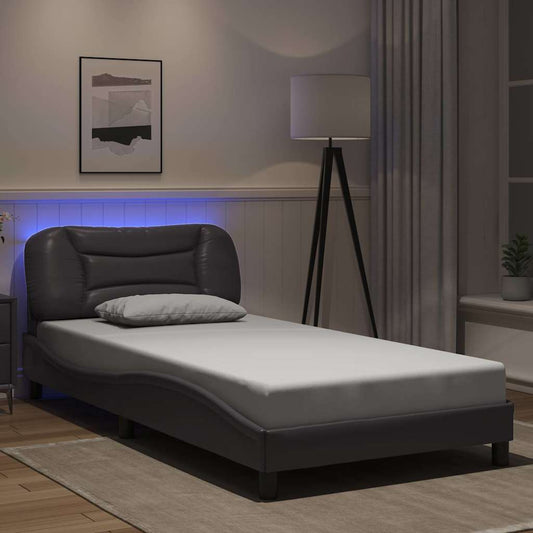 vidaXL Πλαίσιο κρεβατιού με LED χωρίς στρώμα Hvar Γκρι 100x200 εκ.