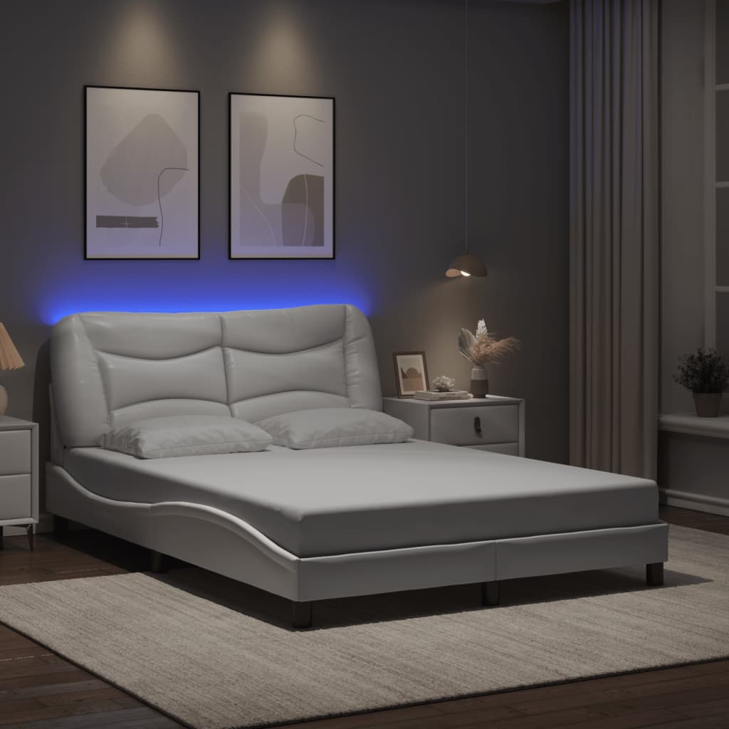 vidaXL Πλαίσιο κρεβατιού με LED χωρίς στρώμα Hvar Λευκό 120x200 εκ.