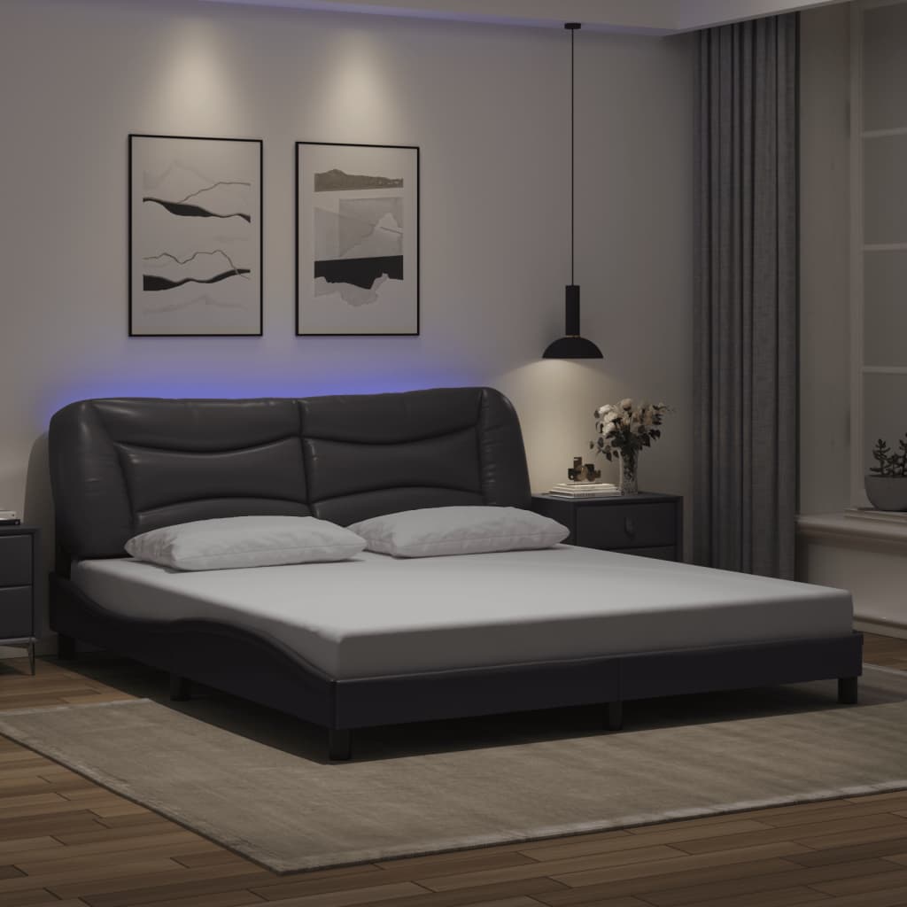 vidaXL Πλαίσιο κρεβατιού με LED χωρίς στρώμα Hvar Γκρι 180x200 εκ.