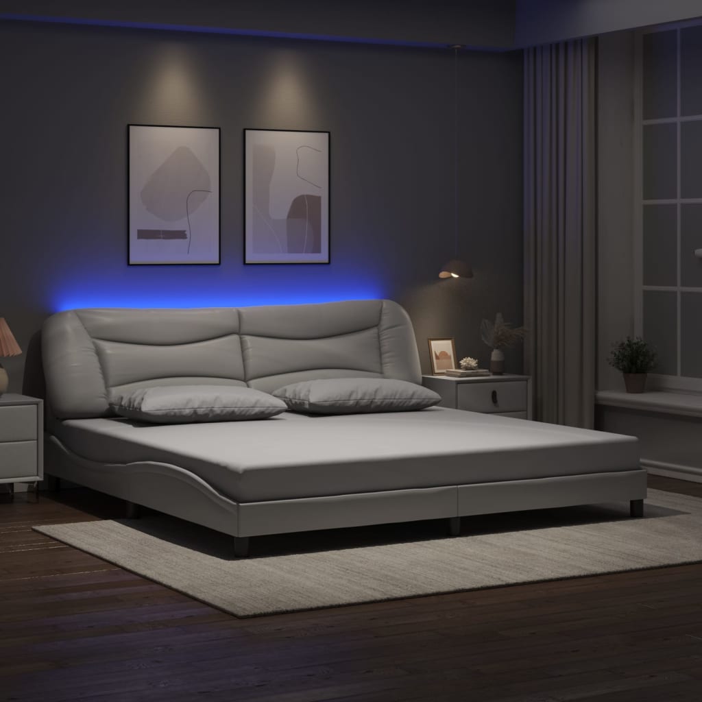 vidaXL Πλαίσιο κρεβατιού με LED χωρίς στρώμα Hvar Λευκό 200x200 εκ.