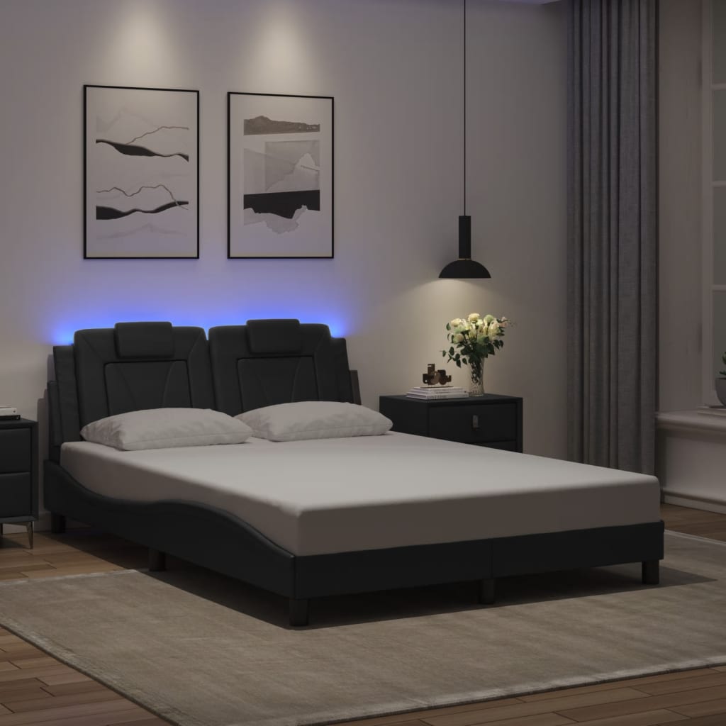 vidaXL Πλαίσιο Κρεβατιού Viana με LED Χωρίς Στρώμα Μαύρο 120x200 εκ.