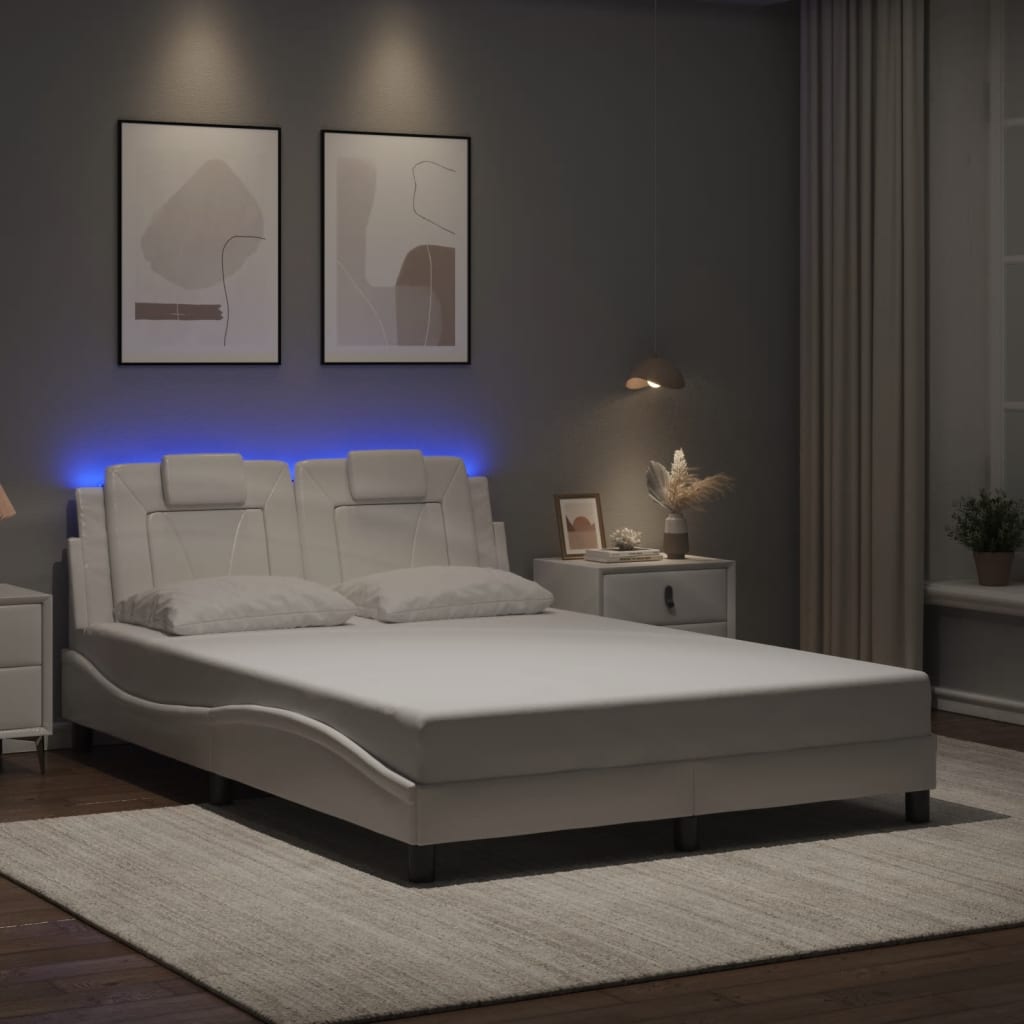 vidaXL Πλαίσιο Κρεβατιού Viana με LED Χωρίς Στρώμα Λευκό 140x200 εκ.