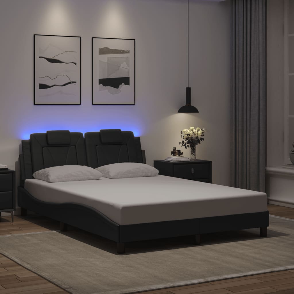 vidaXL Πλαίσιο Κρεβατιού Viana με LED Χωρίς Στρώμα Γκρι 140x200 εκ.