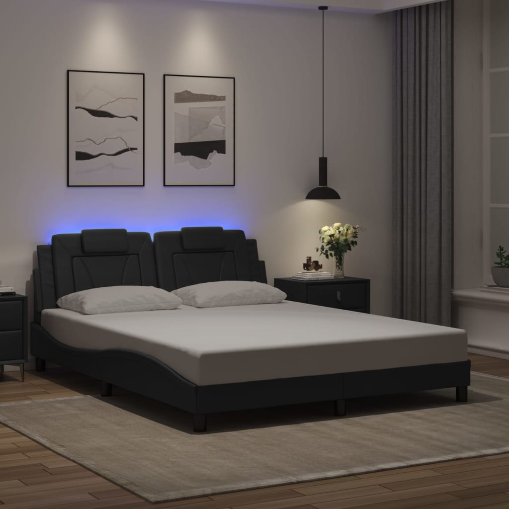 vidaXL Πλαίσιο Κρεβατιού Viana με LED Χωρίς Στρώμα Μαύρο 160x200εκ.