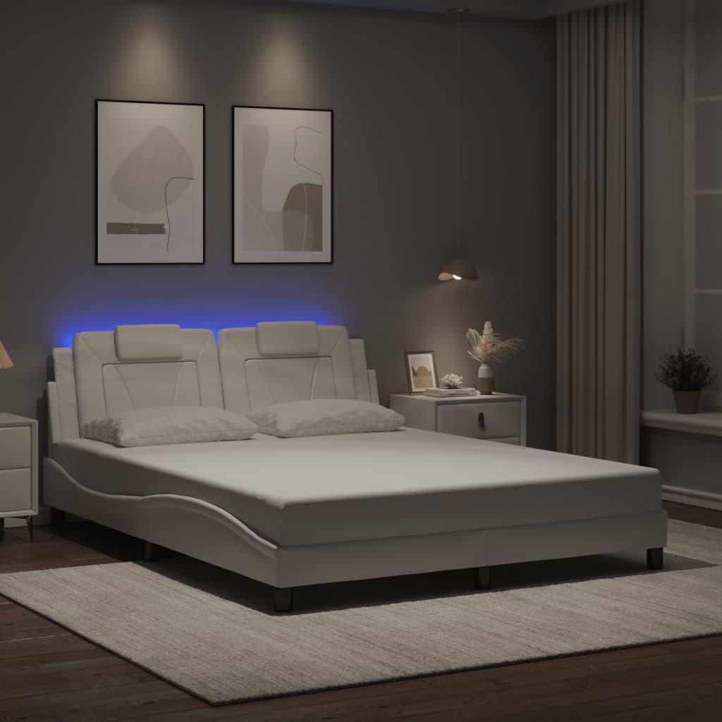 vidaXL Πλαίσιο Κρεβατιού Viana με LED Χωρίς Στρώμα Λευκό 160x200εκ.