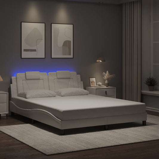 vidaXL Πλαίσιο Κρεβατιού Viana με LED Χωρίς Στρώμα Λευκό 160x200εκ.
