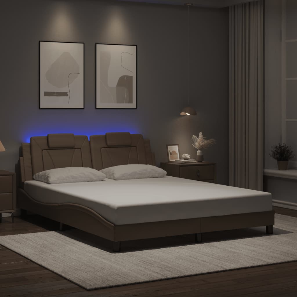 vidaXL Πλαίσιο Κρεβατιού Viana με LED Χωρίς Στρώμα Καπουτσίνο 160x200 εκ.