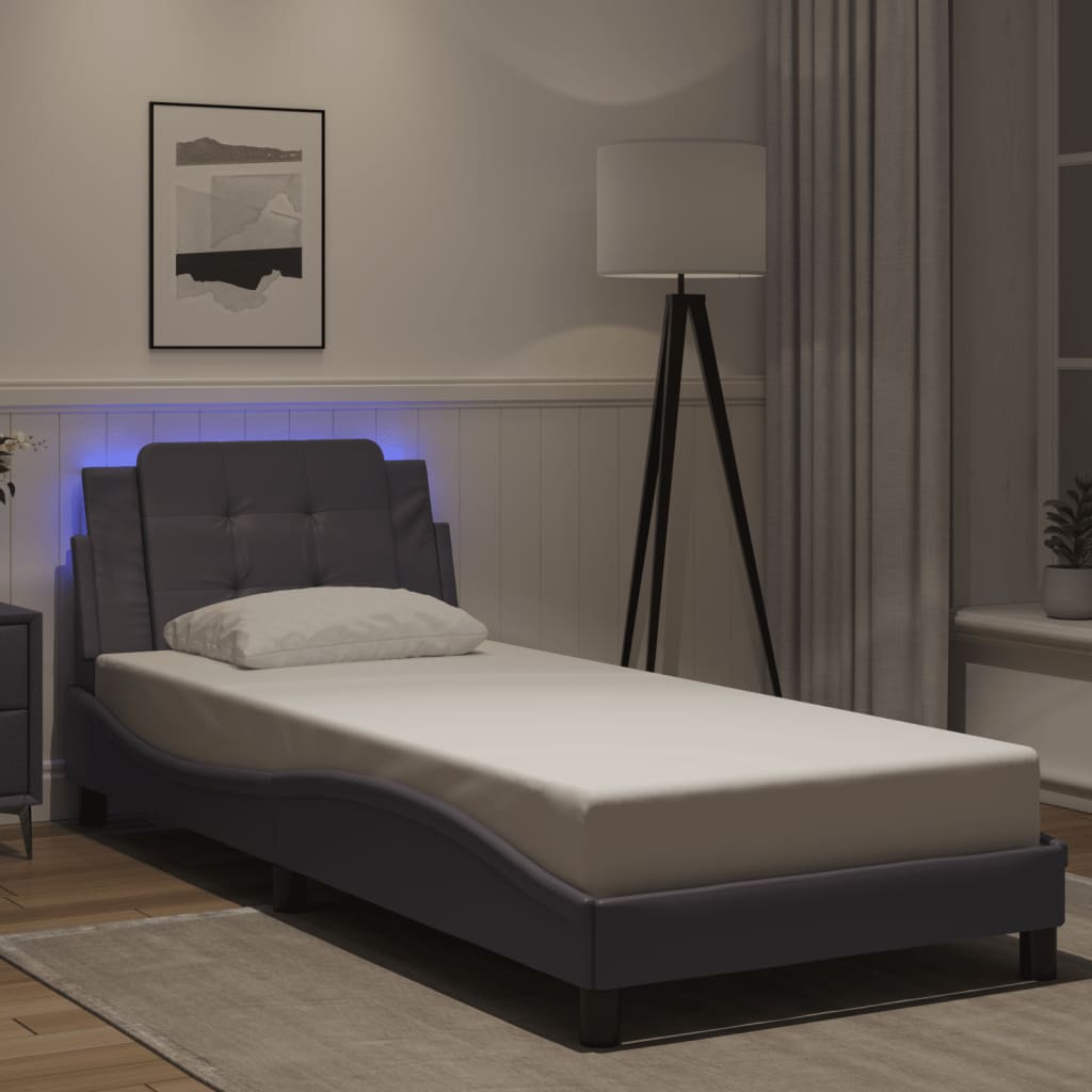 vidaXL Πλαίσιο Κρεβατιού με LED Χωρίς Στρώμα Zadar Γκρι 80x200 εκ.