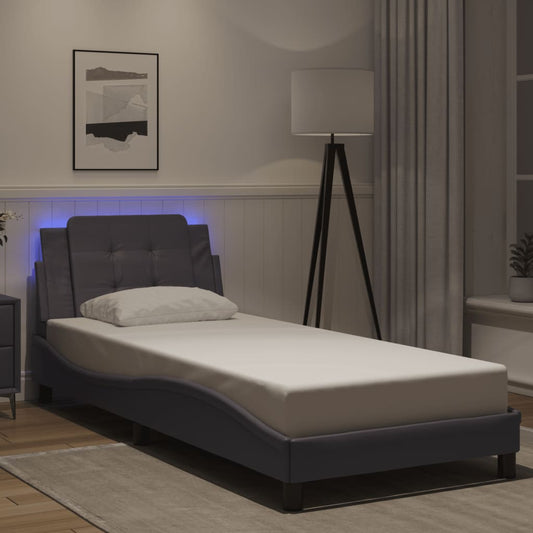 vidaXL Πλαίσιο Κρεβατιού με LED Χωρίς Στρώμα Zadar Γκρι 90x200 εκ.