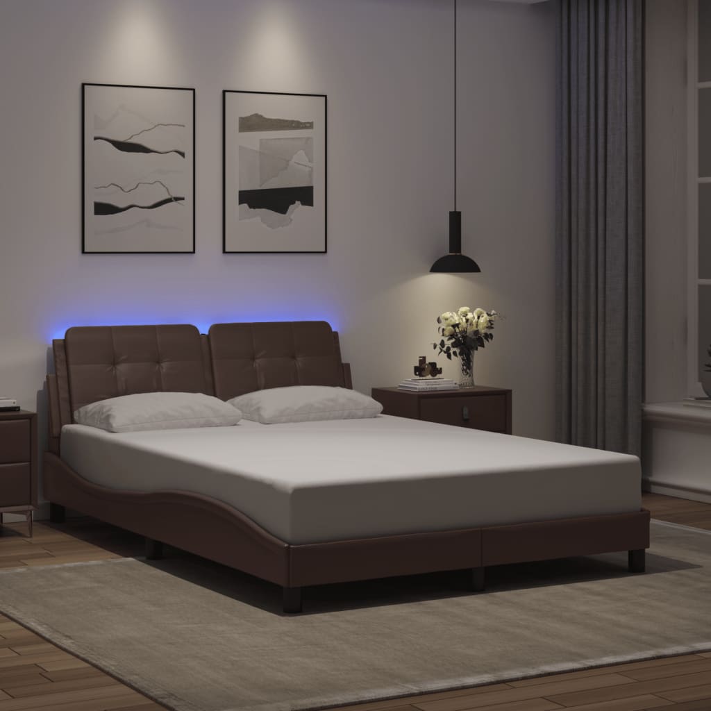 vidaXL Πλαίσιο Κρεβατιού με LED Χωρίς Στρώμα Zadar Γκρι 120x200 εκ.