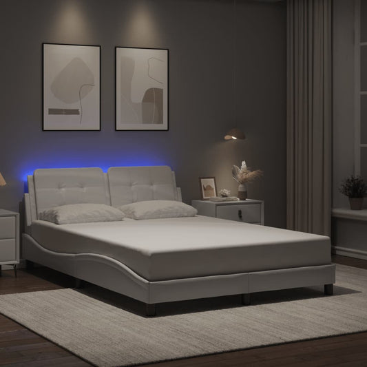 vidaXL Πλαίσιο Κρεβατιού με LED Χωρίς Στρώμα Zadar Λευκό 140x200 εκ.