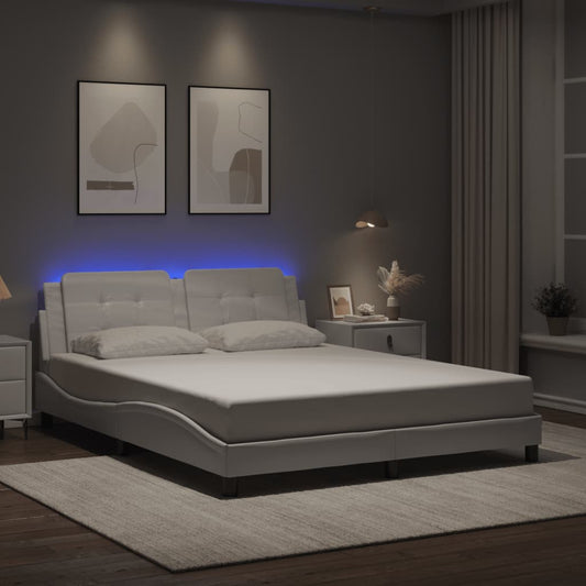 vidaXL Πλαίσιο Κρεβατιού με LED Χωρίς Στρώμα Zadar Λευκό 160x200εκ.