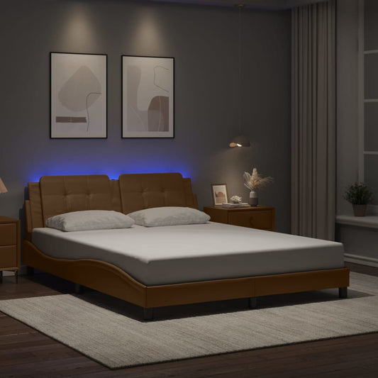 vidaXL Πλαίσιο Κρεβατιού με LED Χωρίς Στρώμα Zadar Καπουτσίνο 160x200 εκ.