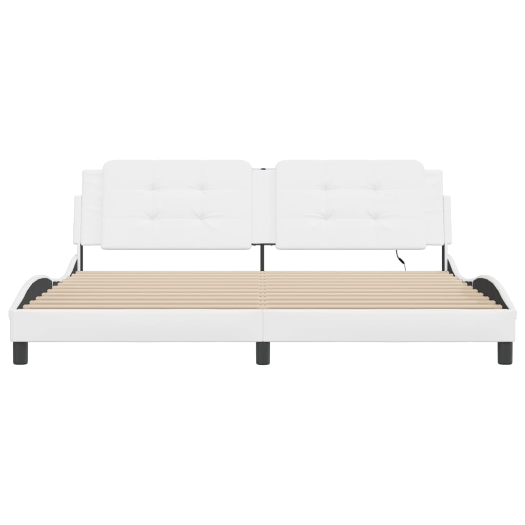 vidaXL Πλαίσιο Κρεβατιού με LED Χωρίς Στρώμα Zadar Λευκό 200x200 εκ.