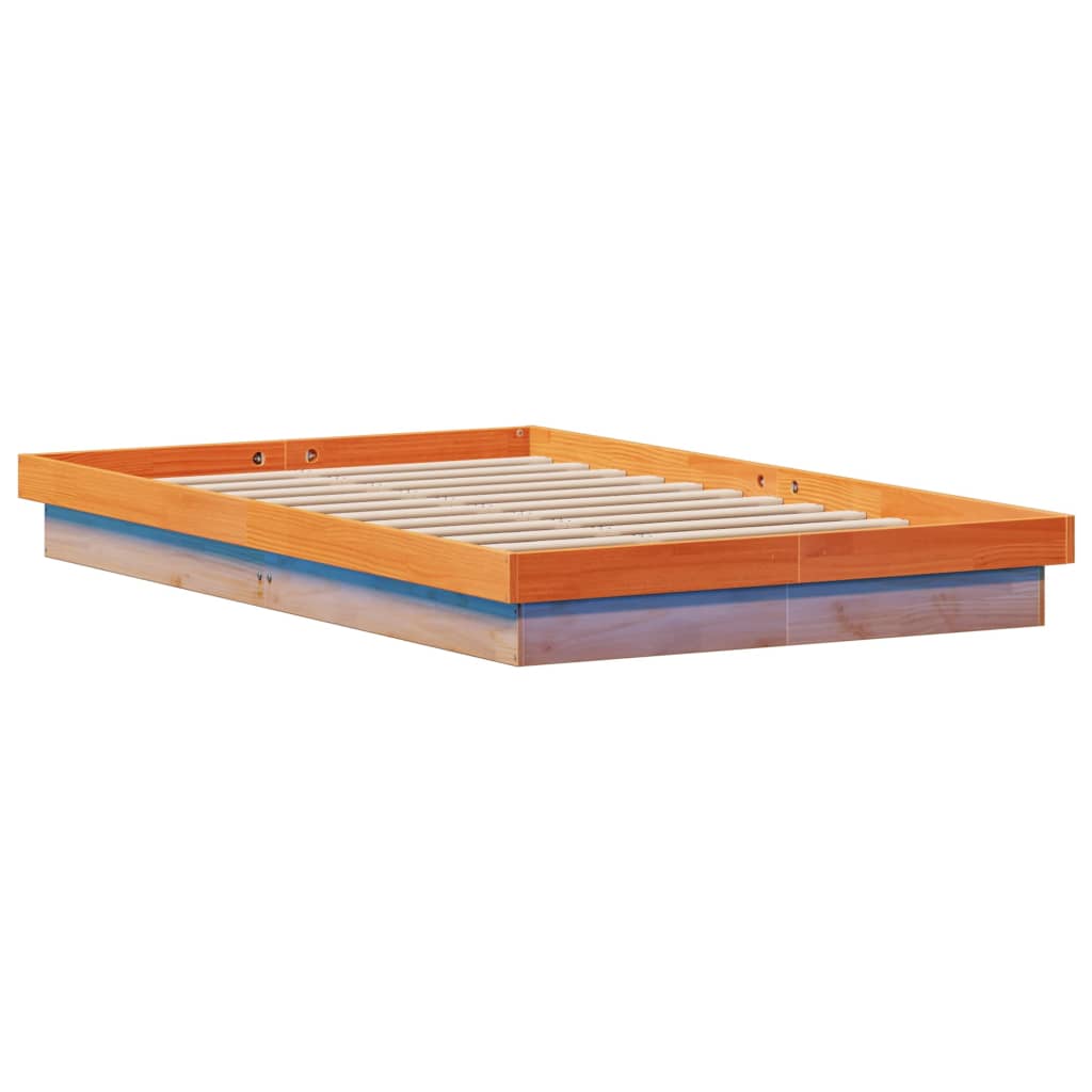 vidaXL Πλαίσιο Κρεβατιού LED Καφέ Κεριού 120x190 εκ. Μασίφ Ξύλο Πεύκου