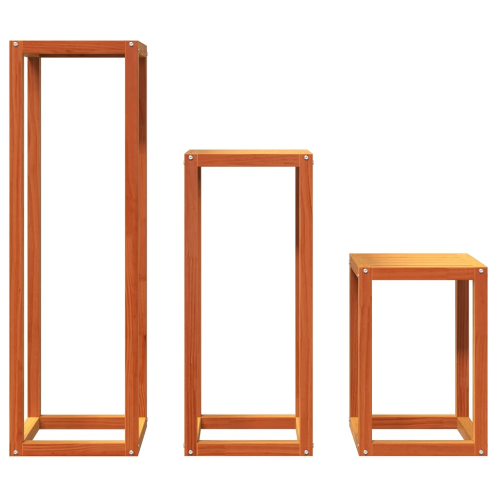 vidaXL Βάσεις Φυτών 3 τεμ. Καφέ Κεριού από Μασίφ Ξύλο Πεύκου