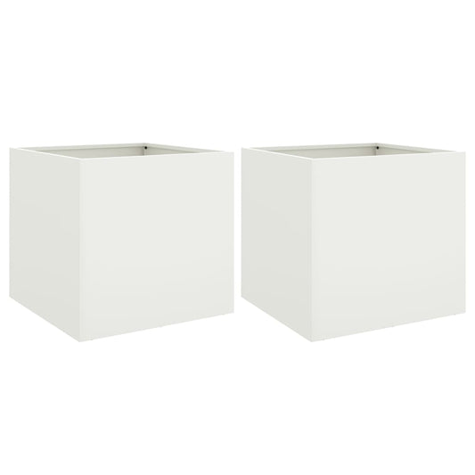 vidaXL Ζαρντινιέρες 2 τεμ. Λευκές 49x47x46εκ. από Χάλυβα
