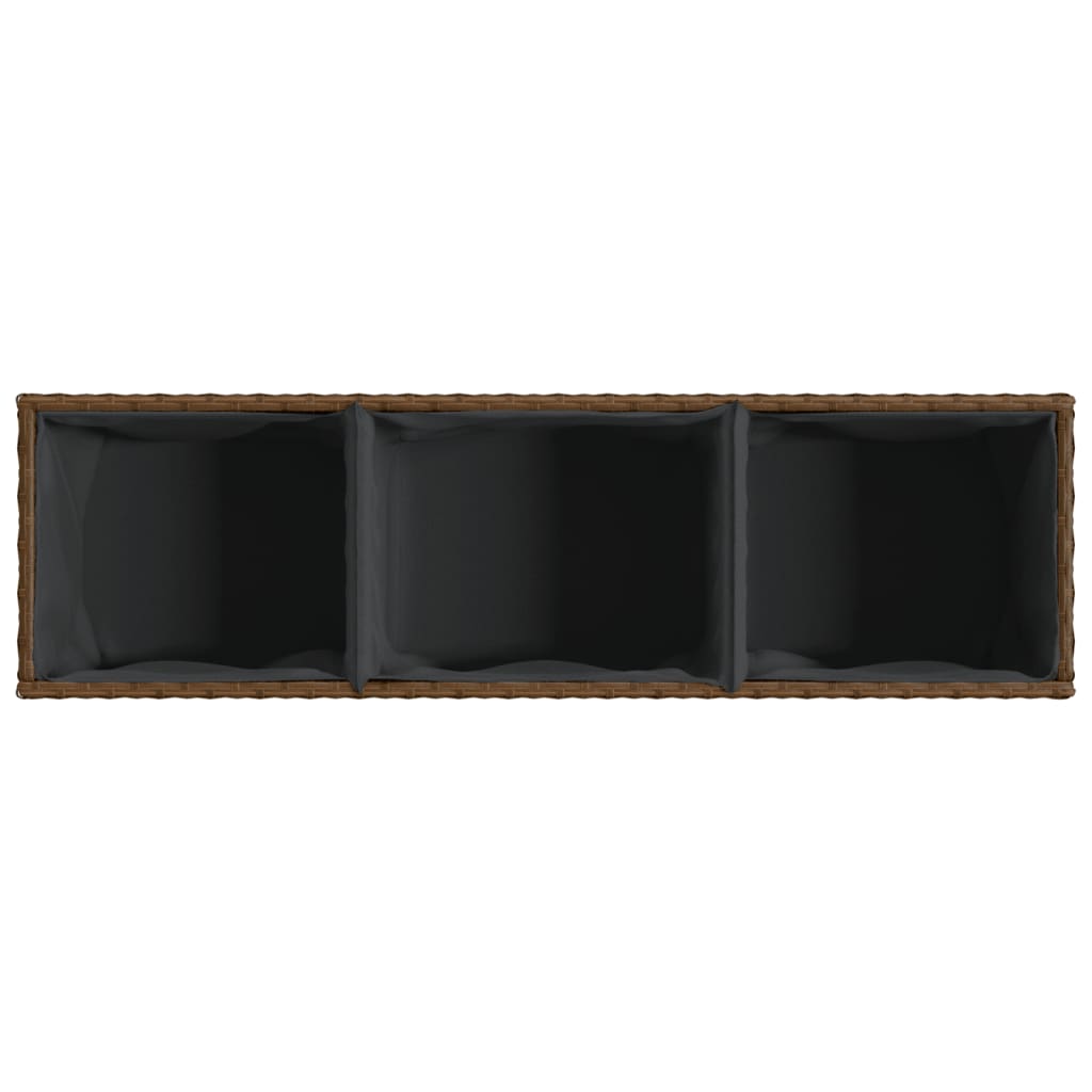 vidaXL Ζαρντινιέρα Κήπου Καφέ 105x30x32 εκ. Συνθ. Ρατάν με 3 Γλάστρες