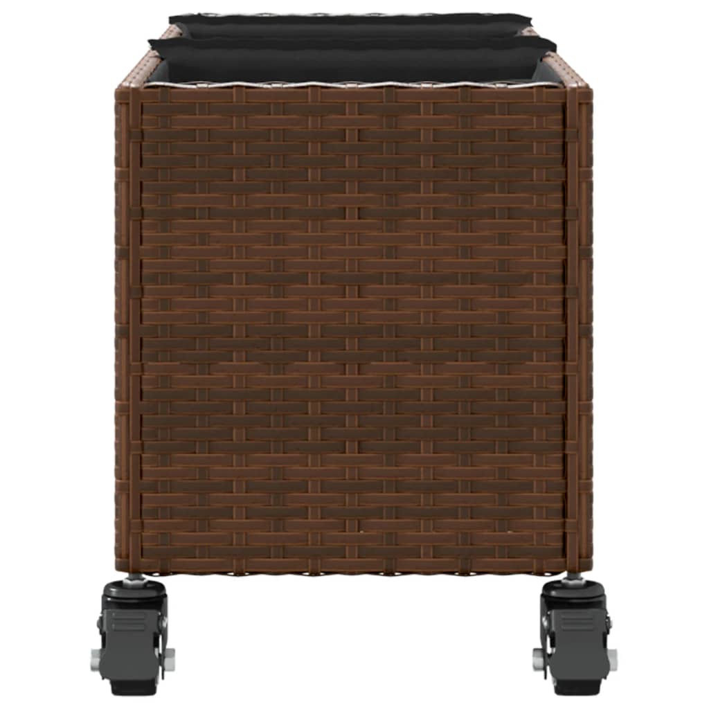 vidaXL Ζαρντινιέρα Κήπου με Ρόδες 3 τεμ Καφέ 107x32x38 εκ. Συνθ Ρατάν