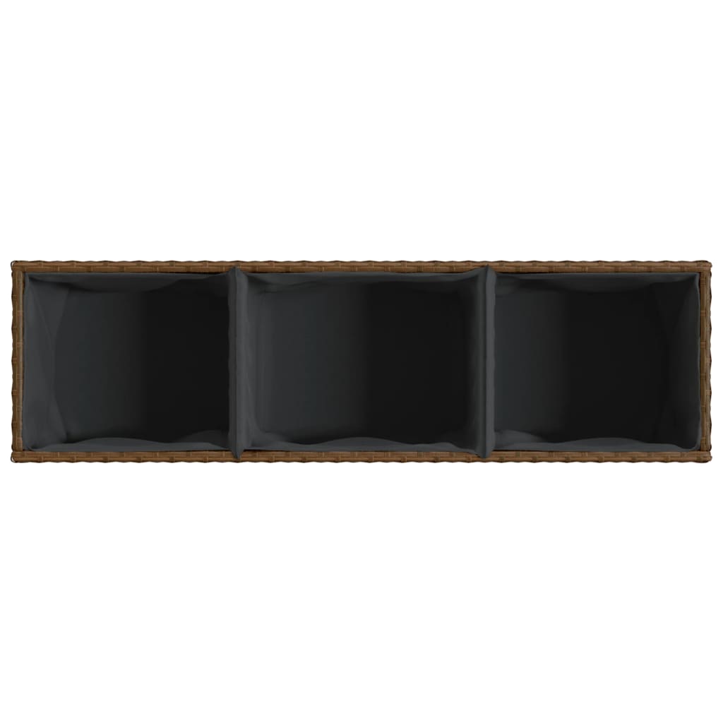 vidaXL Ζαρντινιέρα Κήπου με Ρόδες 3 τεμ Καφέ 107x32x38 εκ. Συνθ Ρατάν