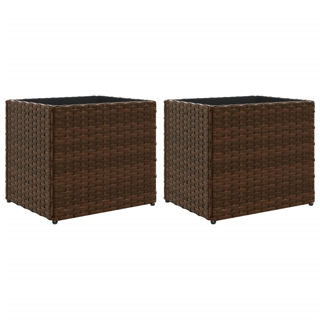 vidaXL Γλάστρες Κήπου 2 τεμ. Καφέ 36x30x32 εκ. από Συνθετικό Ρατάν