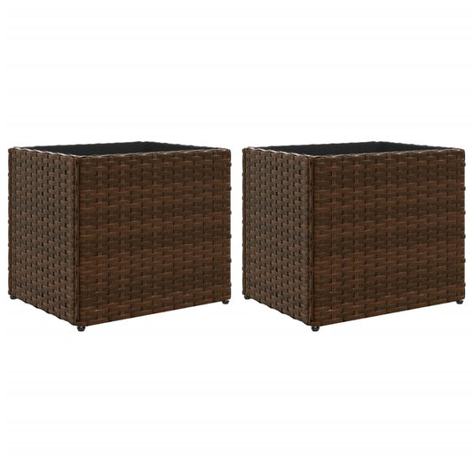 vidaXL Γλάστρες Κήπου 2 τεμ. Καφέ 36x30x32 εκ. από Συνθετικό Ρατάν