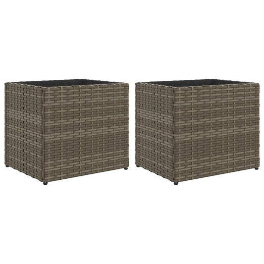 vidaXL Ζαρντινιέρες Κήπου 2 τεμ. Γκρι 36x30x32 εκ. από Συνθετικό Ρατάν