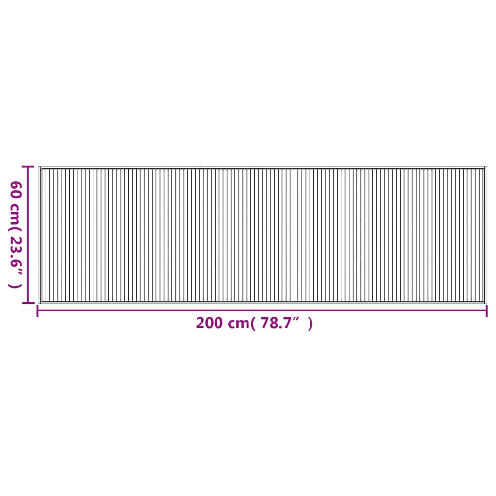 vidaXL Χαλί Ορθογώνιο Γκρι 60 x 200 εκ. από Μπαμπού