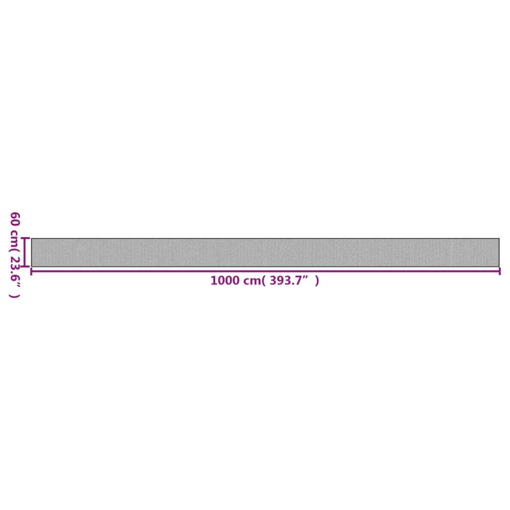 vidaXL Χαλί Ορθογώνιο Γκρι 60 x 1000 εκ. Μπαμπού