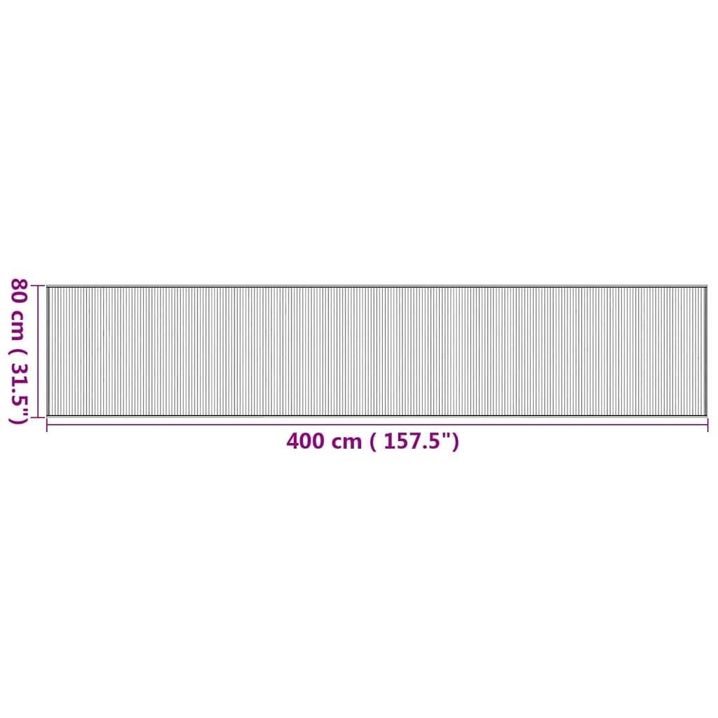 vidaXL Χαλί Ορθογώνιο Φυσικό 80 x 400 εκ. Μπαμπού