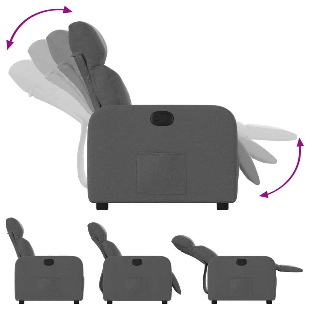 vidaXL Πολυθρόνα Ανακλινόμενη Σκούρο Γκρι Υφασμάτινη