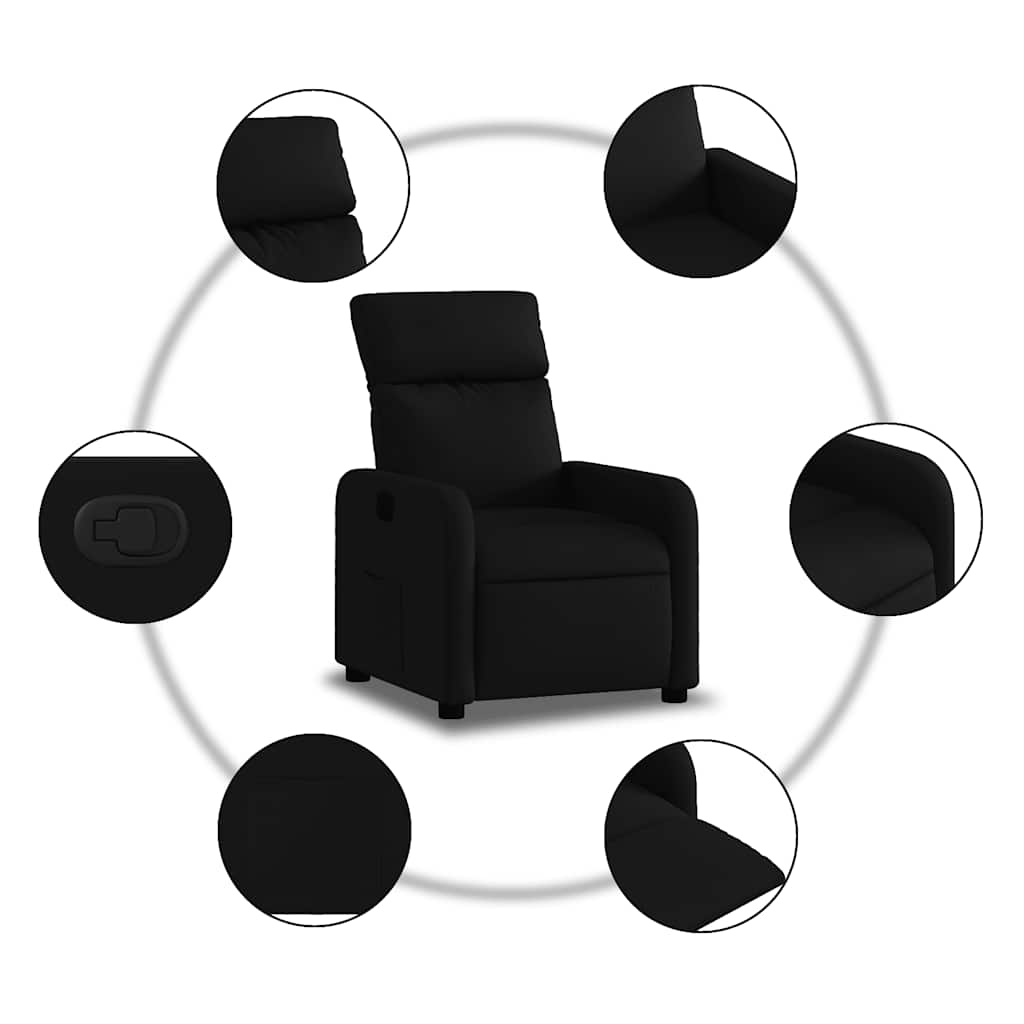 vidaXL Πολυθρόνα Ανακλινόμενη Μαύρη Υφασμάτινη