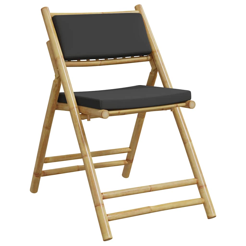 vidaXL Καρέκλες Bistro Πτυσσόμενες 2 τεμ. από Μπαμπού με Μαξιλάρια