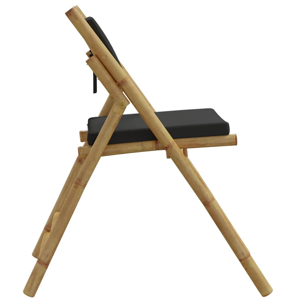 vidaXL Καρέκλες Bistro Πτυσσόμενες 2 τεμ. από Μπαμπού με Μαξιλάρια