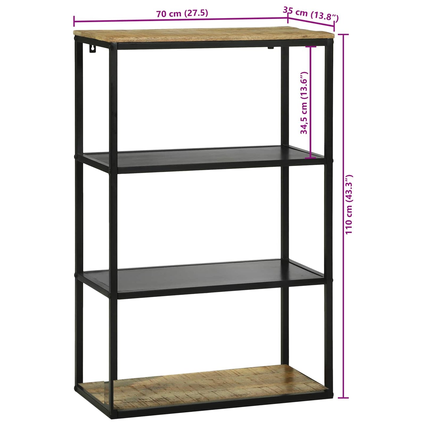 vidaXL Βιβλιοθήκη 70 x 35 x 110 εκ. Μασίφ ξύλο μάνγκο