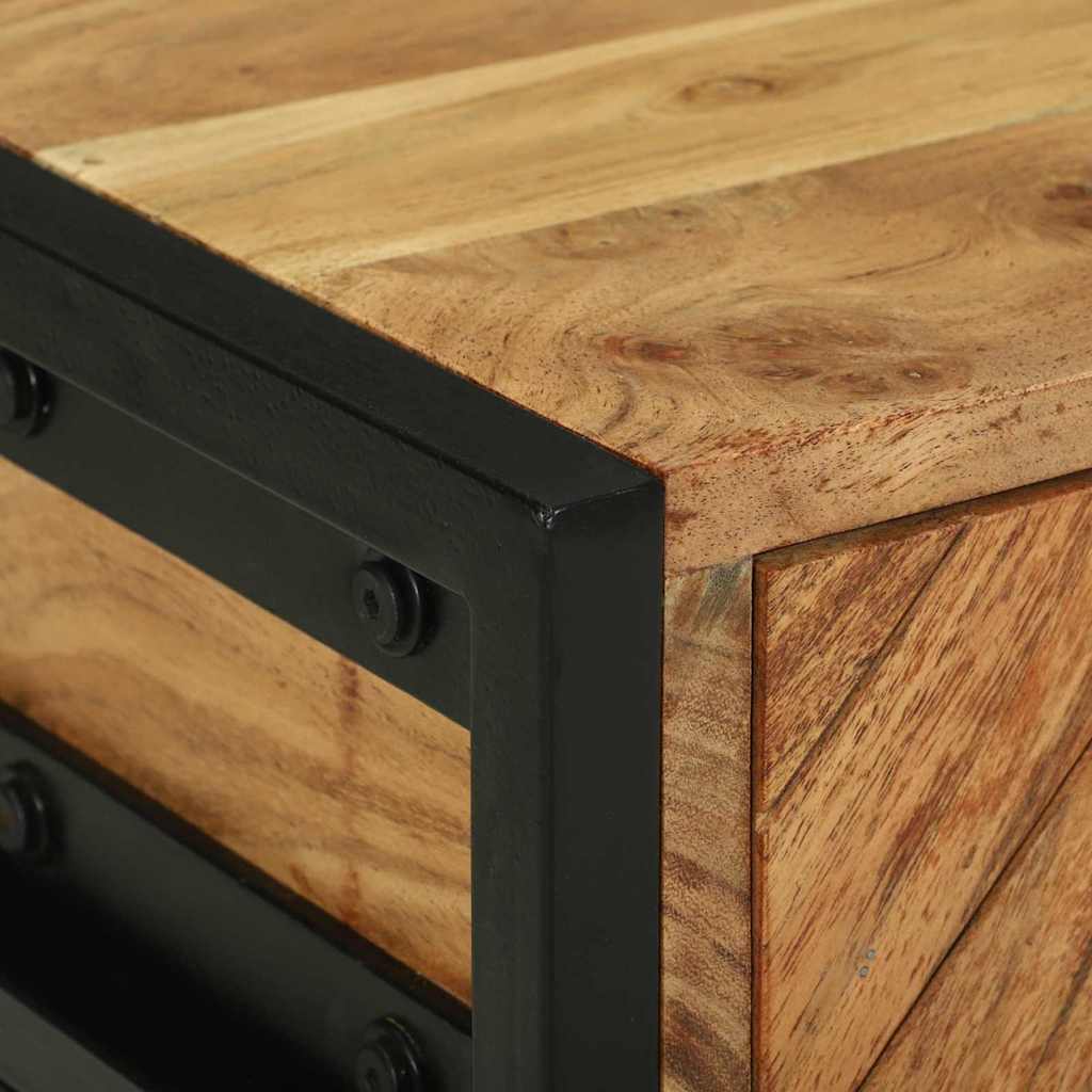 vidaXL Κομοδίνο Καφέ 40 x 35 x 50 εκ. Μασίφ ξύλο ακακίας και μέταλλο