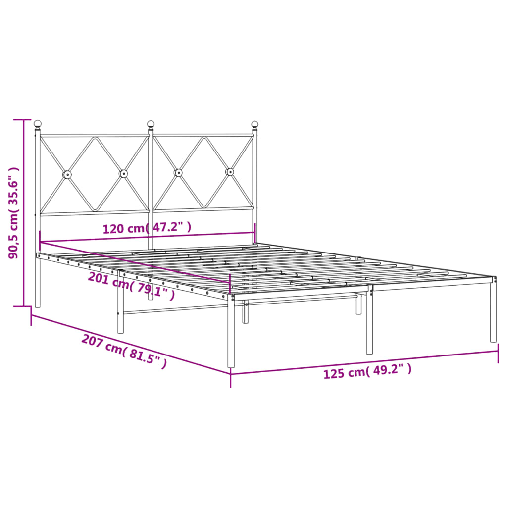 vidaXL Πλαίσιο Κρεβατιού με Κεφαλάρι Λευκό 120 x 200εκ. Μέταλλο