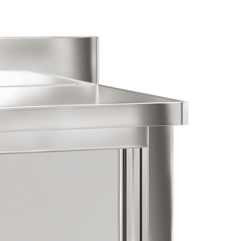 vidaXL Πάγκος Εργασίας Κουζίνας με Συρόμενες Πόρτες Ανοξείδωτο Ατσάλι