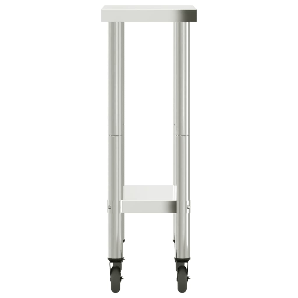 vidaXL Πάγκος Εργασίας Κουζίνας με Ροδάκια 55x30x85 εκ Ανοξείδ. Ατσάλι