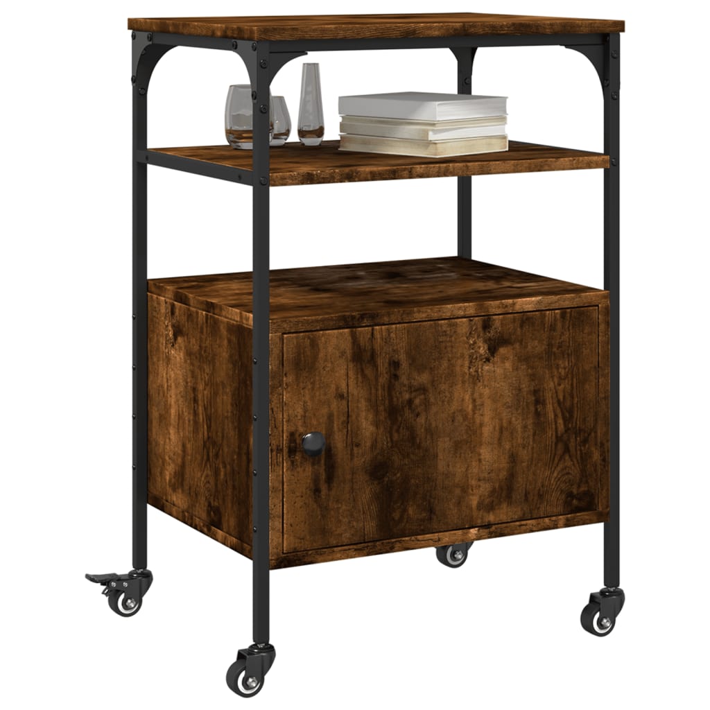 vidaXL Βάση Εκτυπωτή 3 Επιπέδων Καπνιστή Δρυς 50x40x76 εκ Επεξ. Ξύλο