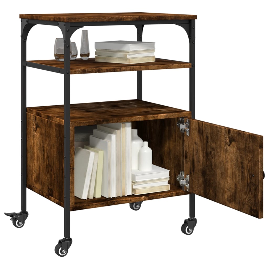 vidaXL Βάση Εκτυπωτή 3 Επιπέδων Καπνιστή Δρυς 50x40x76 εκ Επεξ. Ξύλο