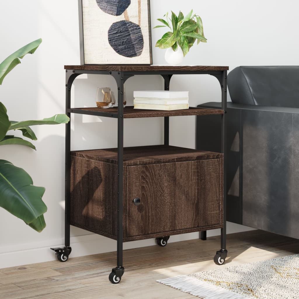 vidaXL Βάση Εκτυπωτή 3 Επιπέδων Καφέ Δρυς 50x40x76 εκ Επεξ. Ξύλο