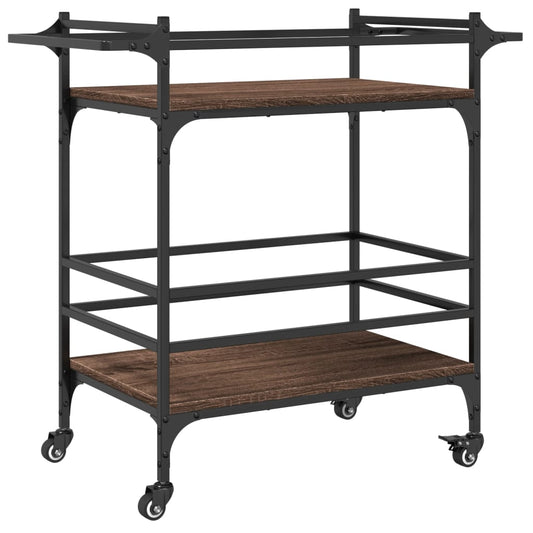 vidaXL Τρόλεϊ Κουζίνας Καφέ Δρυς 82x40x78,5 εκ. από Επεξεργασμένο Ξύλο