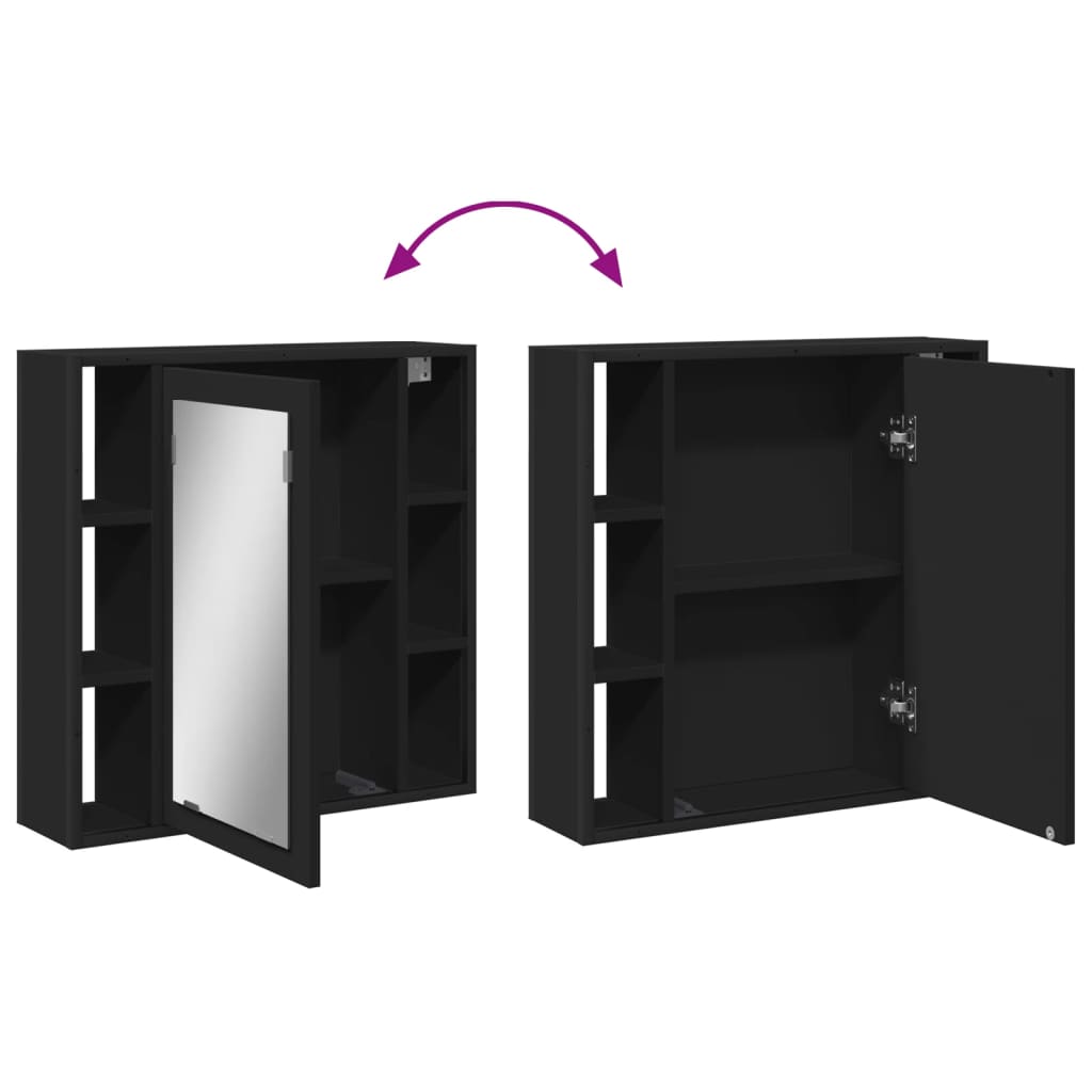 vidaXL Καθρέφτης Μπάνιου με Ντουλάπι Μαύρος 60x16x60 εκ. Επεξ. Ξύλο