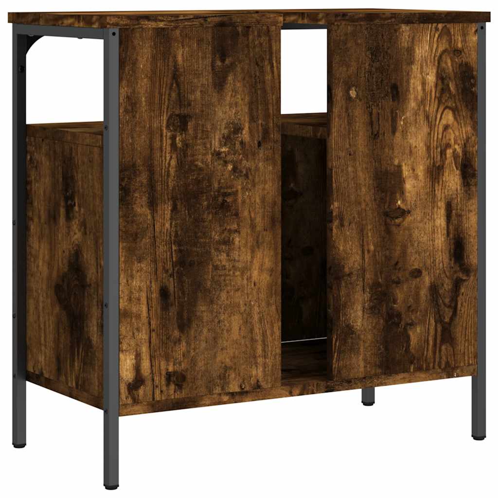 vidaXL Ντουλάπι Νιπτήρα Μπάνιου Καπνιστή Δρυς 60x30x60 εκ. Επεξ. Ξύλο