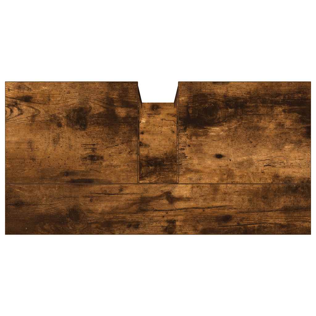 vidaXL Ντουλάπι Νιπτήρα Μπάνιου Καπνιστή Δρυς 60x30x60 εκ. Επεξ. Ξύλο