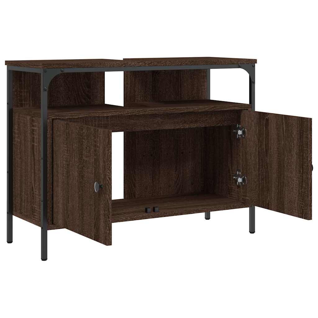 vidaXL Ντουλάπι Νιπτήρα Μπάνιου Καφέ Δρυς 80x30x60 εκ. Επεξ. Ξύλο